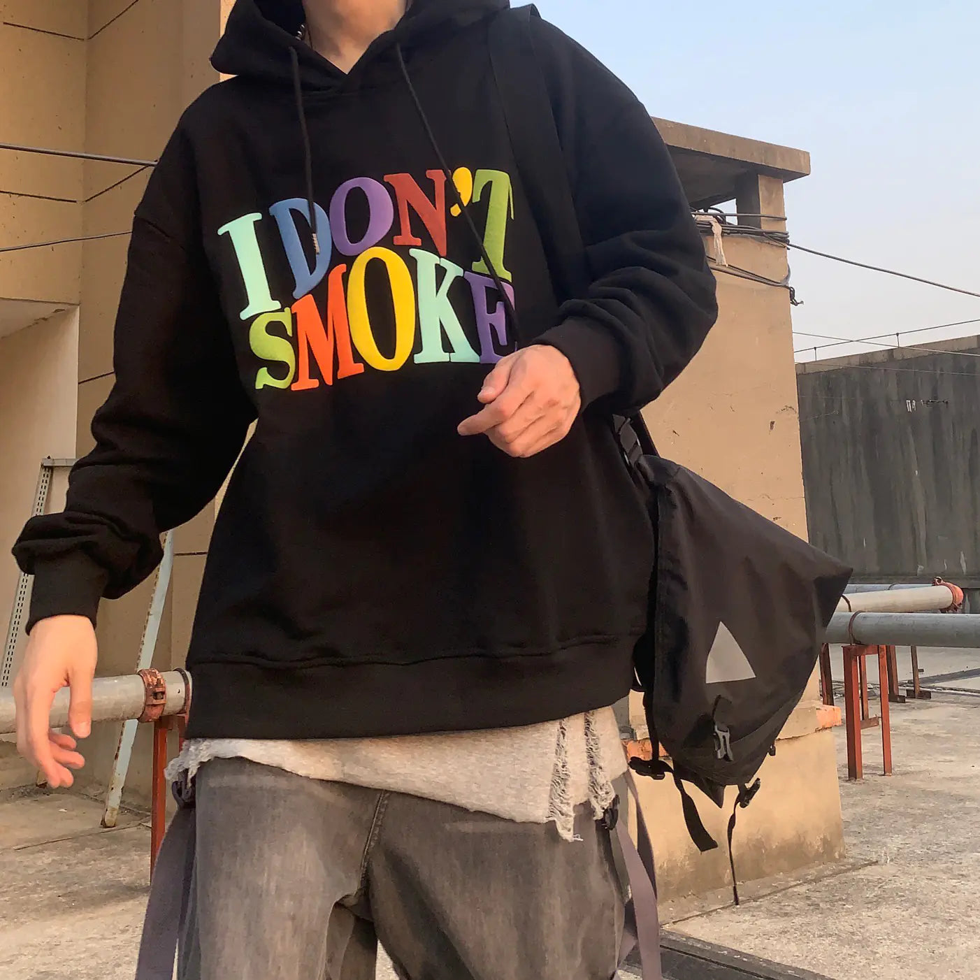 3D Casual Top, Rainbow Hoodie, Stylish Printed Menswear